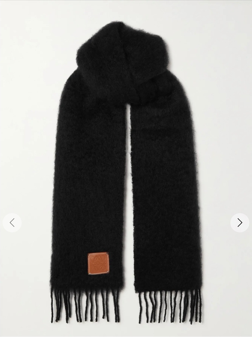 Loewe Black Fringed Wool Blend Scarf